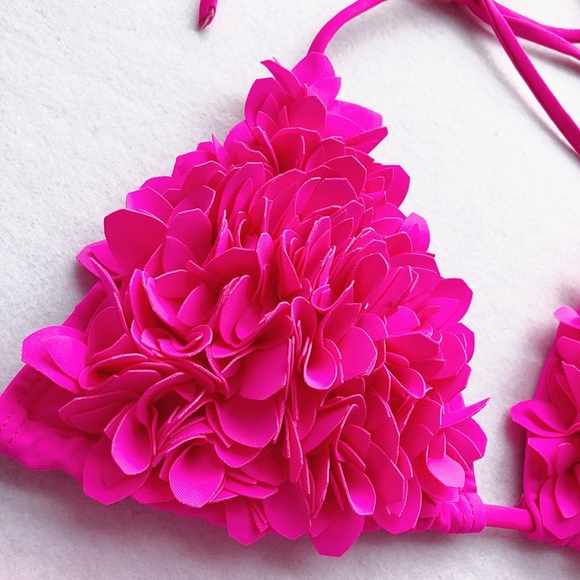 🆕Fluffy Petals Pink Bikini Set Swimwear - Picture 4 of 4